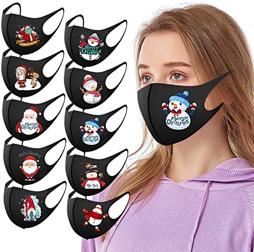 Moholl 5/10/25PCS de Natal Adultos Impressos Face_mask para Mulheres e Homens, Earloops enfrentam Proteção à Saúde