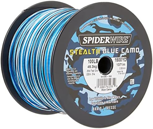 Spiderwire Stealth® Superline, Blue Camo, 30 lb | 13.6kg, 200yd | Linha de pesca trançada de 182m, adequada para ambientes de