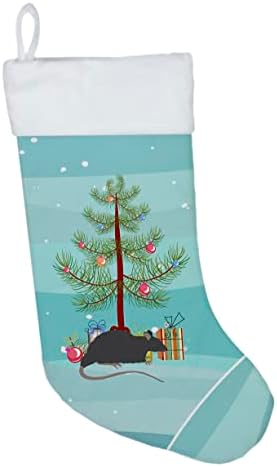 Tesouros de Caroline CK4468CS Black Rat Merry Christmas Christmas meia, lareira pendurando meias de Natal decoração de festa