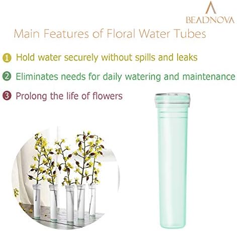 Tubos de água florais de Beadnova, 2,8 polegadas de água de água para frascos de flores florais com tampas para decoração