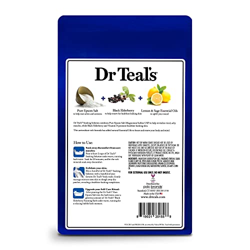 Puro Epsom Salk do Dr. Teal, sabugo preto com vitamina D, 3 libras
