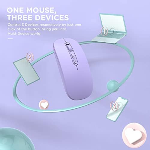 Rapique Bluetooth Wireless Mouse, ratos de computador com vários dispositivos com receptor USB, mouse silencioso e silencioso