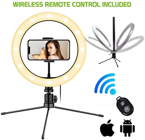 Anel de selfie brilhante, Tri-Color Light Compatível com o seu Spice Mobile Mi-496 10 polegadas com remoto para transmissão