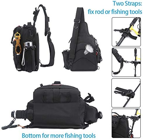 Bolsa de armazenamento de mochila para pesca de YVleen, mochila de pesca resistente à água com suporte para haste