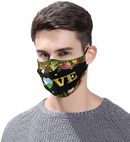Zaltas Golden Love Tipografia Djibuti Flag máscara adulta de pano reutilizável Máscaras de pano protegem sua boca e rosto do