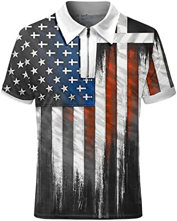 Camisas de pólo da bandeira dos EUA masculino Polo Patriótico 4 de julho Tee camisetas de verão