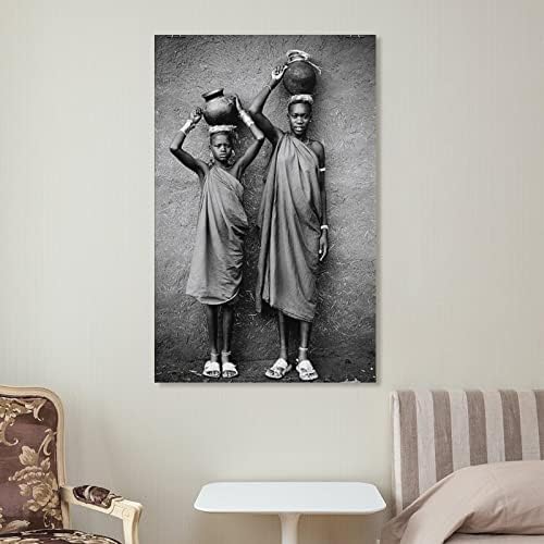 Vintage African Black and White Wall Poster Canvas Imprimir Poster de Arte Tribal Arte Afro-America