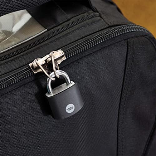 Yale pequeno cadeado de alumínio coberto com 3 teclas de chave para ginástica para ginástica, bagagem e casos, preto