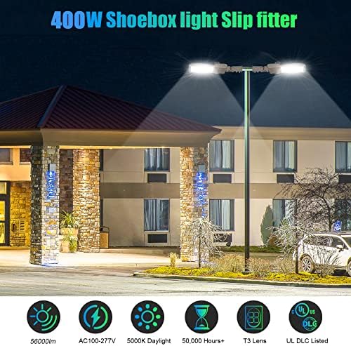 Luzes de estacionamento LED de LED de 400W Nuoguan 56000lm UL DLC listado 5000K LEITO DE SATO LEITE LUZ