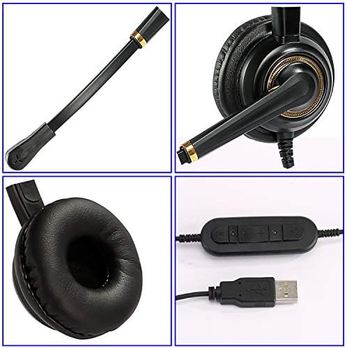 Fone de ouvido USB com cancelamento de ruído de microfone e controles de volume, fone de ouvido de laptop de computador com microfone