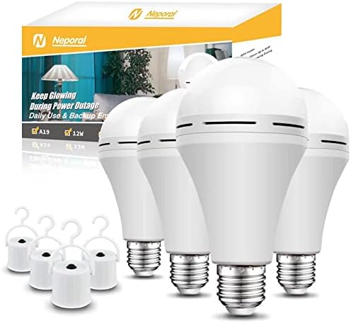 Bulbos-luzes emergenciais-emergenciais de Eporal-Recargável-4 Pacote Lâmpadas de Bateria Recarregável de Luz do Dado para Falha de