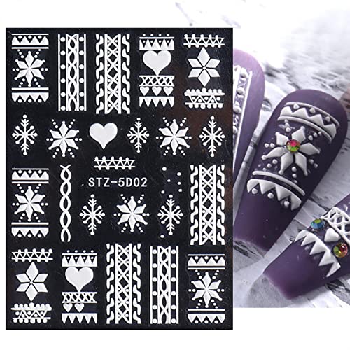 Adesivos de arte da unha zitiany 5d estisos em relevo de natal decalques padrão de floco de neve de moda de moda