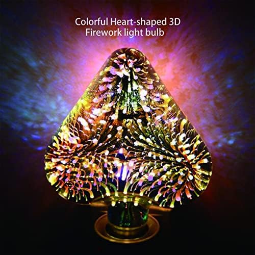 Coração de lâmpada de fogos de artifício Voosei, efeito infinito 3D ST19 Lâmpada LED, multicolor, decorativa, uso para Halloween,