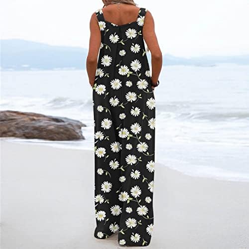 Roma de verão feminino de lcepcy feminino de traje estampado floral com tiras de botão Jacs de calças compridas com bolsos