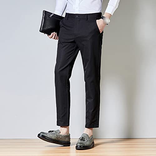 Slim fit fit de calça esticada cor sólida cor mageira terno cônico calça calcinha leve resistente a rugas