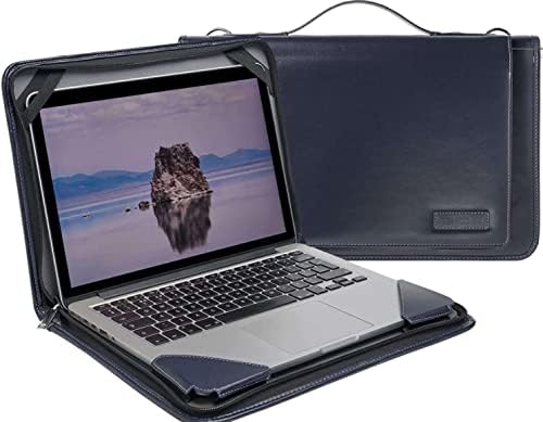 Broonel Blue Leather Laptop Messenger Case - Compatível com o laptop HP Pavilion 15 -DK1007NA de 15,6 polegadas