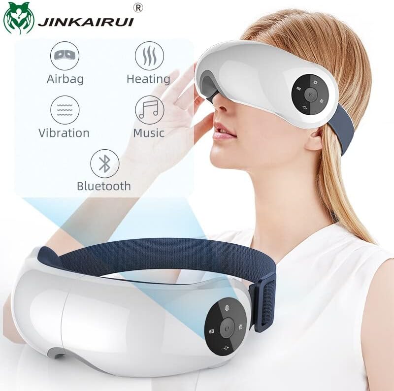 Chezmax Smart Airbag Vibration Eye Massger Aquecimento Bluetooth Music Eye Care Instrumen Compressa quente alivia a fadiga e os