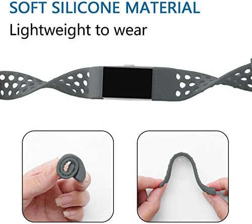 Bandas de substituição de Poy compatíveis para carga Fitbit 2, pulseiras respiráveis ​​ajustáveis ​​com tiras de orifícios de
