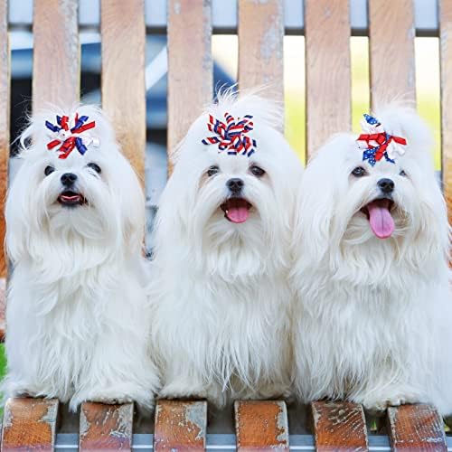 40 peças 4 de julho de julho da independência patriótica Dia de cachorro Cabelos de cabelos de cachorro acessórios