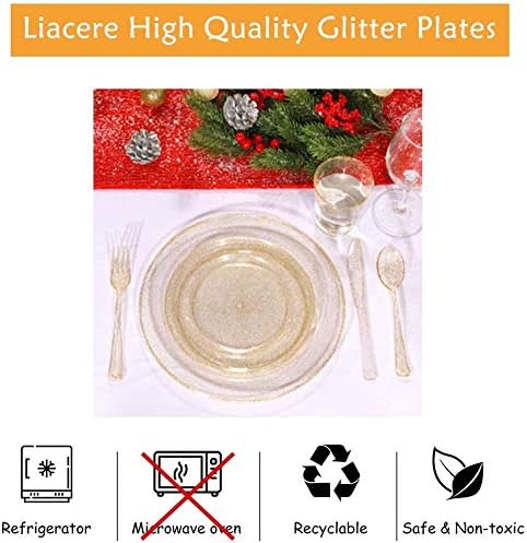 Liacere 100Pieces Placas de plástico ouro salada/sobremesa de plástico premium para casamento e festas