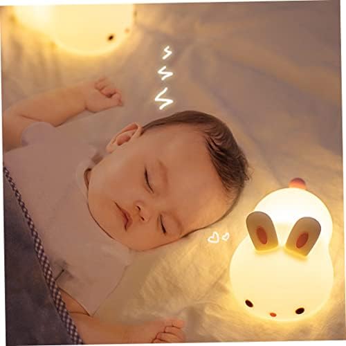 Domccy LED Bunny Night Light Light USB recarregável desenho animado animal bebê viveiro de cabeceira de cabeceira, lâmpada de formato