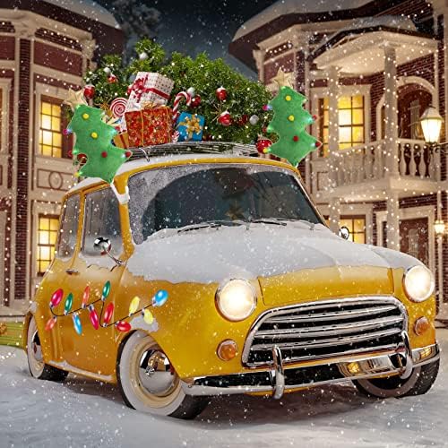 44 PCs Conjunto de decorações de carros de Natal incluem chifres de rena e nariz, decoração de árvore de Natal verde,