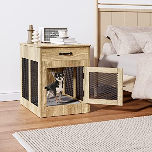 Móveis para caixas de cachorro com gaveta, mesa de madeira para canil de cachorro com almofada, gaiola de petróleo decorativa