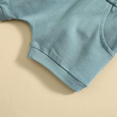 Yvowming recém-nascido meninos roupas de verão roupas de manga curta Camiseta com capuz de capuz e troca de cintura de cordão