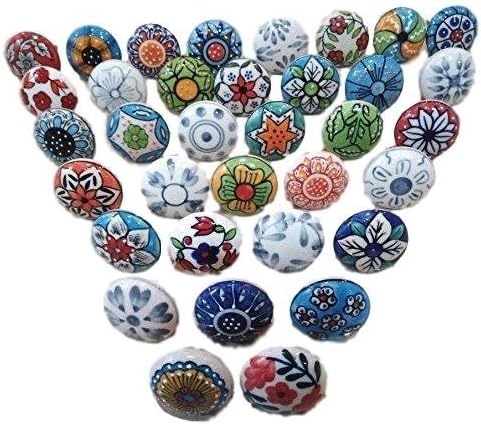 Conjunto de Ajuny de 30 botões de cerâmica vintage de flor multicolor