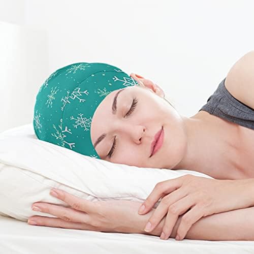 Skull Cap boné Sleep Work Hat chapéu de capô para mulheres Flakes de neve Ano Novo Ano Novo Capinho de dormir Green Trabalho