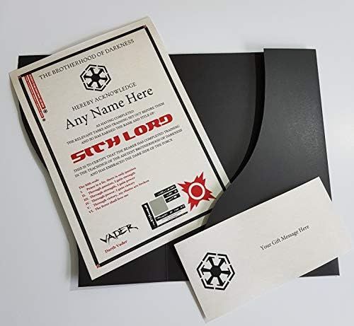 Planetsforsale Sith Lord Certificado em uma pasta de apresentação de luxo - personalizada com o nome de sua escolha