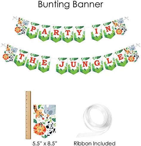 Big Dot of Happiness Jungle Party Animals - Safari Zoo Animal Birthday Party ou Baby Shower Supplies - Banner Decoration Kit - FuLDLE