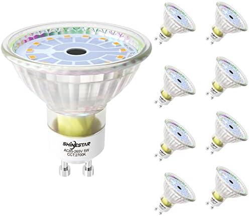 Lâmpadas de pacote de 8 pacote Shinestar 8, lâmpadas de pista LED de MR16, 2700k branco, equivalente a 50 watts, não-minúsculos