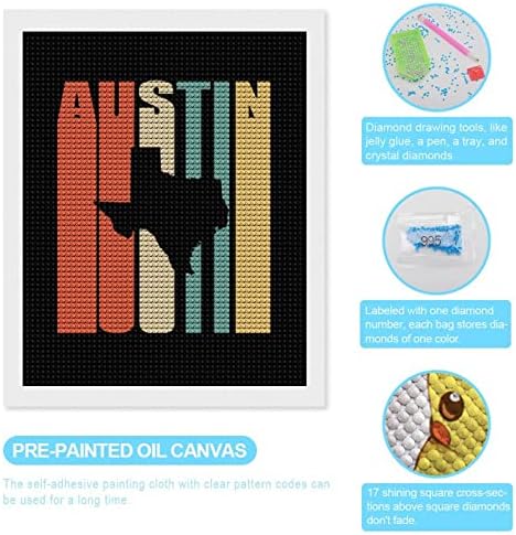 Vintage Austin Texas Custom Diamond Kits Paint Art Picture By Numbers for Home Wall Decoration 16 X20