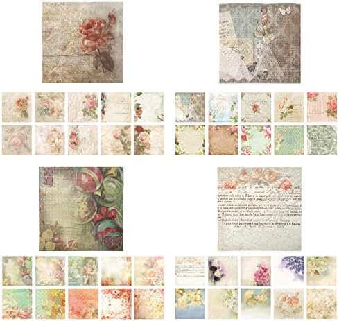 200 PCs Vintage Scrappanismo estético Supplies Flowers Series Diy Scrapbook Papel de papel de papel de fundo Padrão Arte