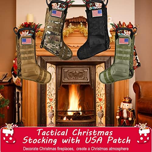 4 peças meias táticas de Natal meias táticas patrióticas Decorações de Natal penduradas no natal com patch de bandeira