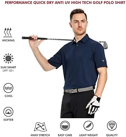 Camisa de golfe masculina Manga curta Maldição Wicking Desempenho seco Desempenho Sólido Casual Casual Camisetas Polo de Golfe para