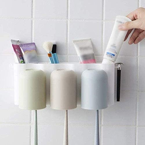 Suporte da escova de dentes tfiiexfl com copo de sucção, plástico, porta de copo de escova de dentes montada na parede para banheiro
