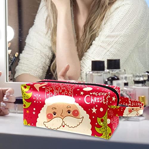 Bolsa de maquiagem de viagem sacos de maquiagem de bolsa de higieness à prova d'água para mulheres e meninas, Papai Noel Cartoon