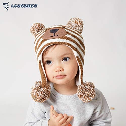 Langzhen Toddler Kids Infant Winter Hat, Flow Flap Kilt Cap boné lã ladeada para meninas para meninos