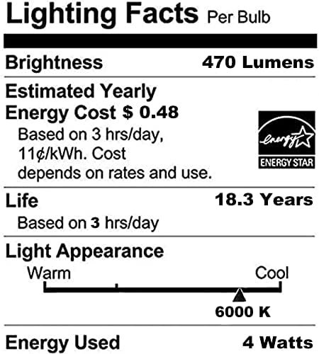 Luzes E26 Edison Luzes G45 Lâmpadas LED 4W Bulbos vintage de 40 watts equivalente 6000k Branco quente 470 lúmen Vidro transparente