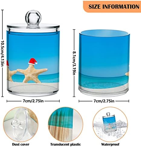 Estrelas do mar de Natal, cotonete de cotonete de cotonete recipientes de banheiro frascos com tampas conjuntos de algodão Ball Pad