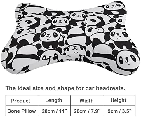 Cute Pandas Car pescoço de travesseiro de 2 suportes de pescoço confortável Pillow Pillow F -Memory Foam para Travel Cardeio de carro