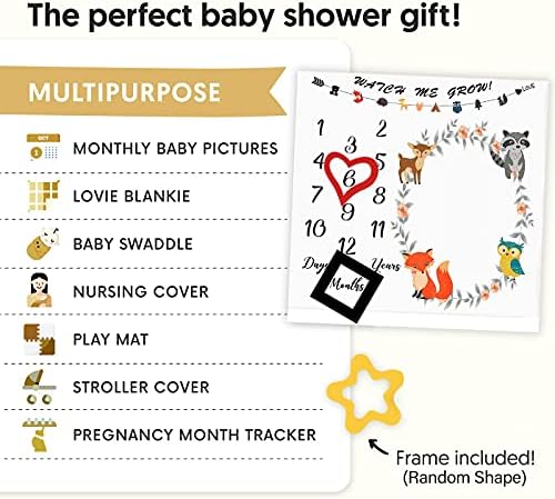 Pcoxrtxo Cartoon Animal Baby Montal Milestone Blanket para menino e gir Marcadores de manto de um mês, Swaddle Monthly Growth