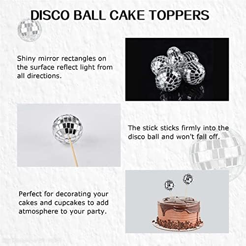 Joersh 23pcs Disco Cupcakes Toppers de Feliz Aniversário Topper - 1970s Disco Ball Picks Disco Disco Decorações de Cake