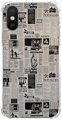 Caixa de jornal estético clássico Cjoelzky compatível com iPhone XS/X, Retro Newspaper Art Padrão de arte Silicone à prova