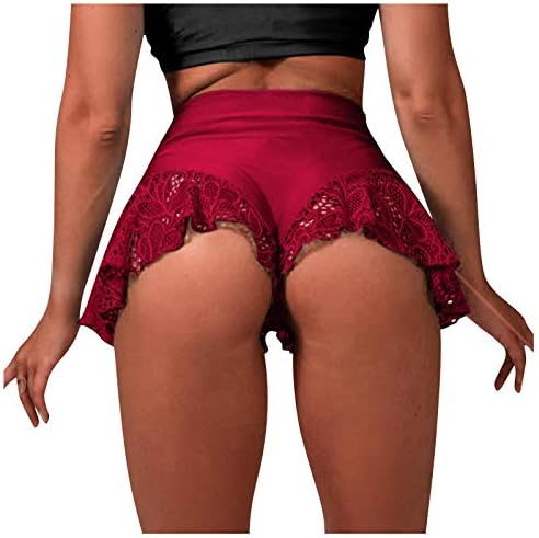 Treino feminino shorts de ioga de alta cintura de altura feminino cargo calças curtas shorts vermelhos Saias plissadas