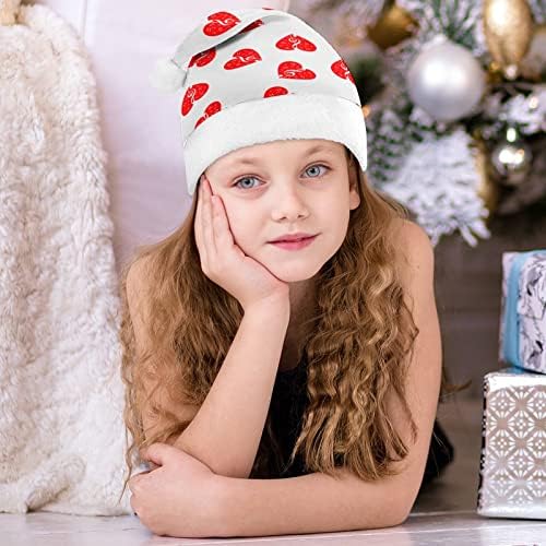 Music Heart Notes3 Hat de natal de pelúcia travessa e lindas chapéus de Papai Noel com borda de pelúcia e decoração de natal