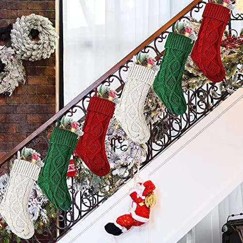 Tonifay Christmas Xmas meias tricotadas 4 pcs 18 polegadas para a família Decoração de Natal Titular