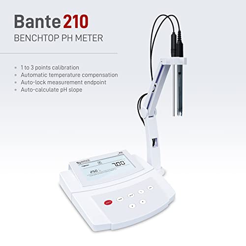 Bante 210 Medidor de PH da bancada | Medidor de pH do laboratório para medições de rotina, precisão de ± 0,01 pH, calibração de